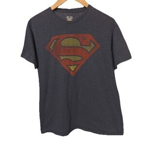 Superman Men's Size Large Gray Logo Graphic Short Sleeve T-Shirt 00131